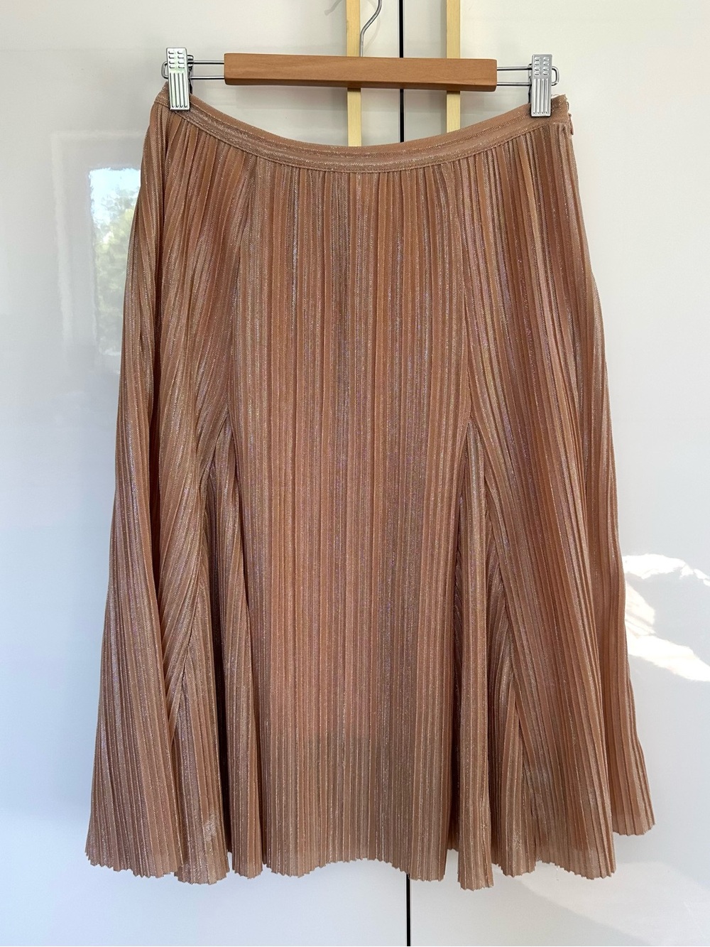 Anthropologie Maeve metallic Ambra Pleated Midi Skirt XS